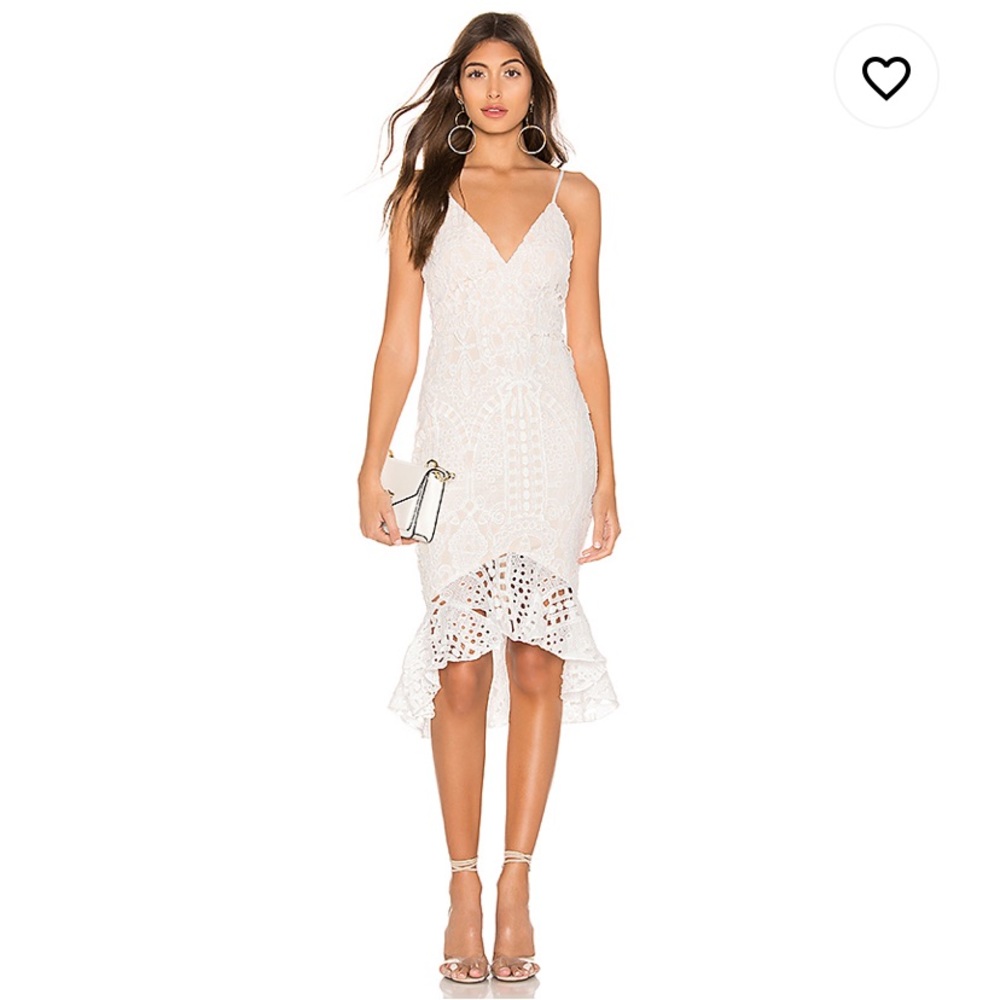 Ruffle midi dress white NWT